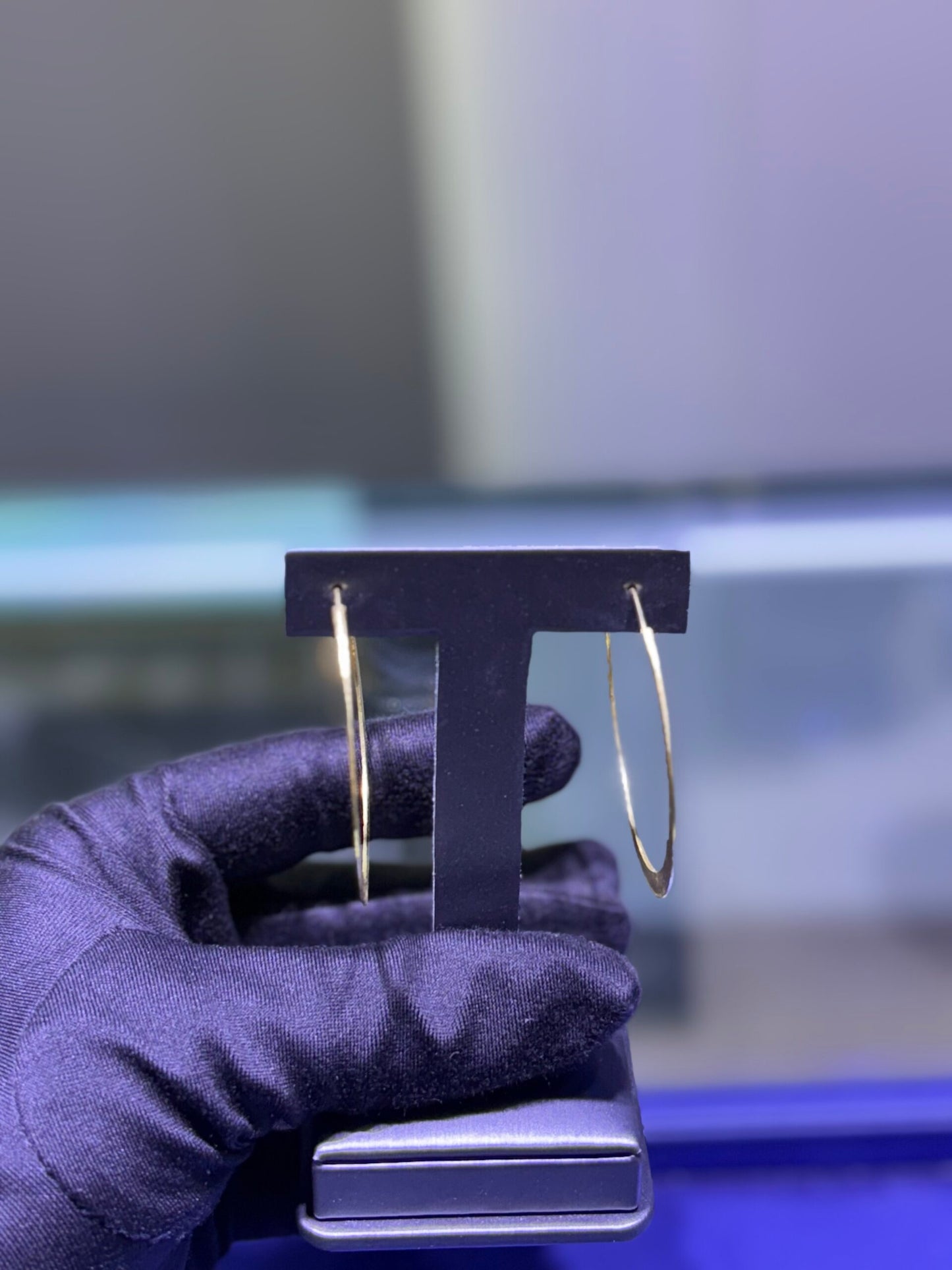 18k Yellow Gold Hammered Hoop Earrings