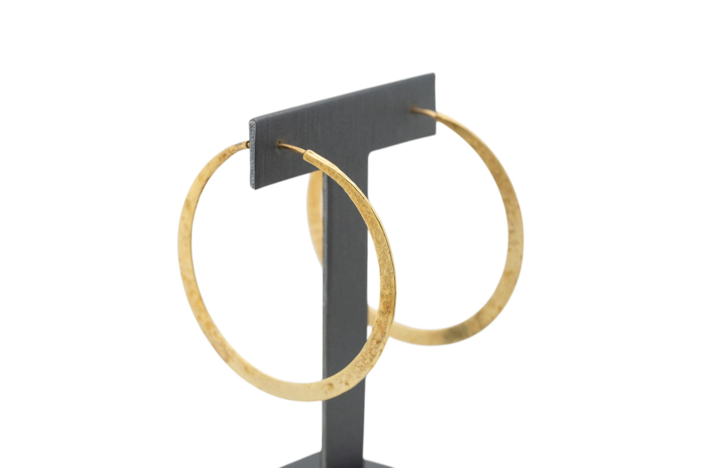 18k Yellow Gold Hammered Hoop Earrings