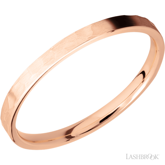 2 mm wide Flat 14K Rose Gold band.