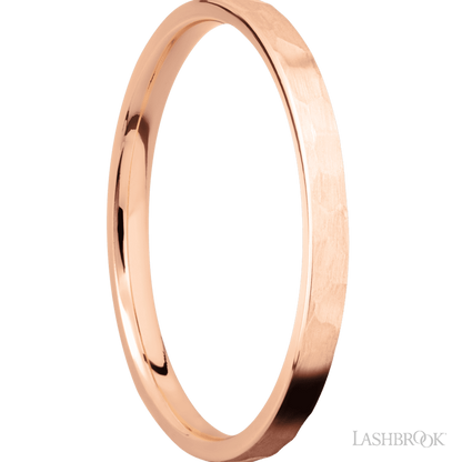 2 mm wide Flat 14K Rose Gold band.