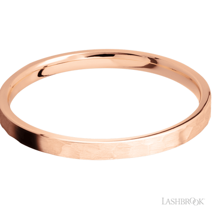 2 mm wide Flat 14K Rose Gold band.
