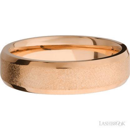 6 mm wide Beveled 14K Rose Gold band.