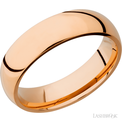 6 mm wide Domed 14K Rose Gold band.