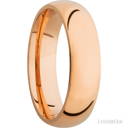 6 mm wide Domed 14K Rose Gold band.