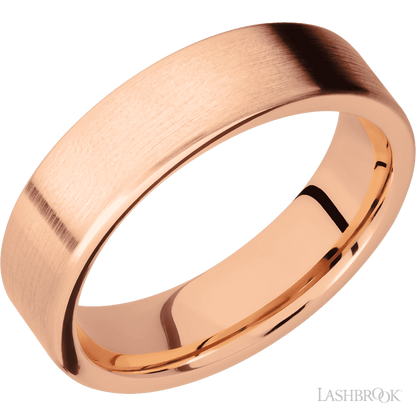 6 mm wide Flat 14K Rose Gold band.