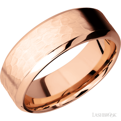 8 mm wide High Bevel 14K Rose Gold band.