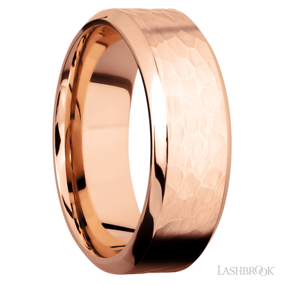 8 mm wide High Bevel 14K Rose Gold band.
