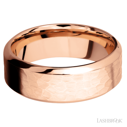 8 mm wide High Bevel 14K Rose Gold band.