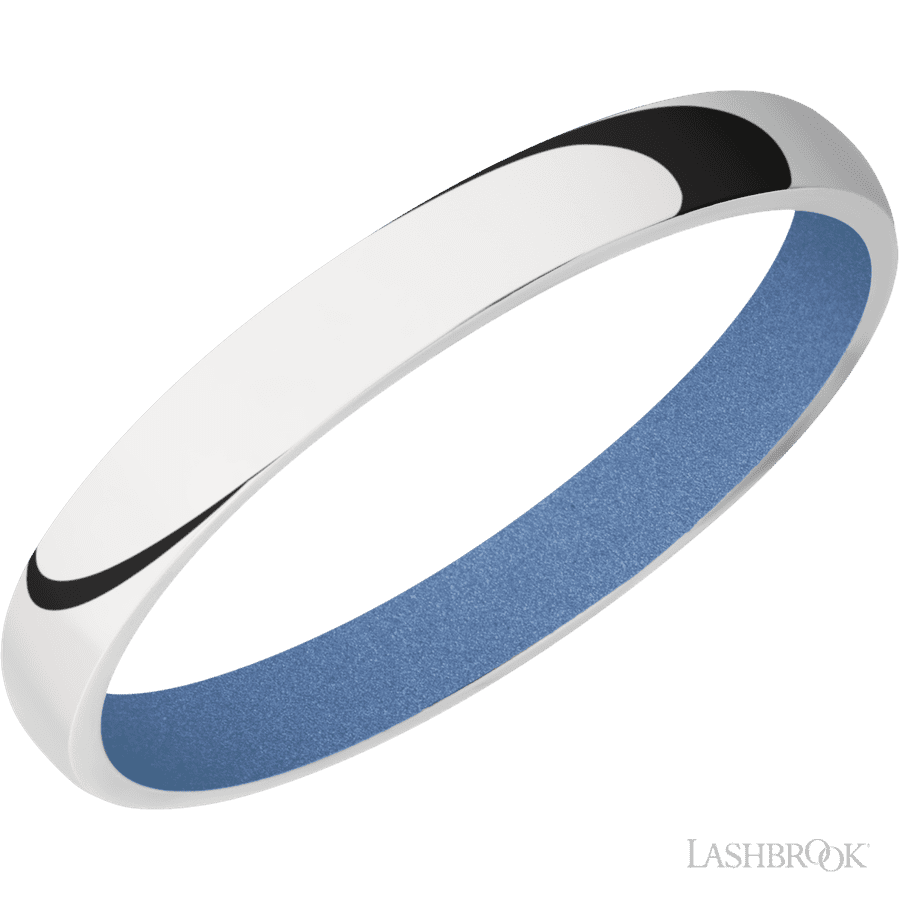 3 mm wide Domed 14K White Gold band featuring a Crushed Orchid sleeve.