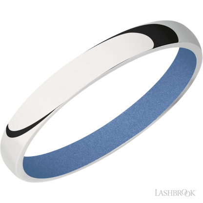 3 mm wide Domed 14K White Gold band featuring a Crushed Orchid sleeve.