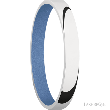 3 mm wide Domed 14K White Gold band featuring a Crushed Orchid sleeve.