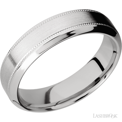 6 mm wide High Bevel Milgrain 14K White Gold band.