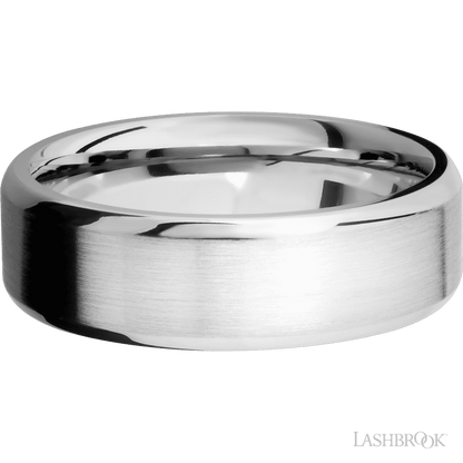 7 mm wide Beveled 14K White Gold band.