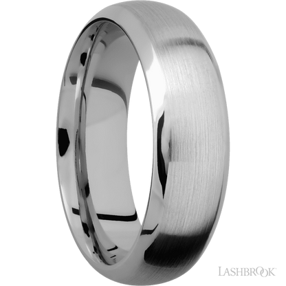 7 mm wide Domed Bevel 14K White Gold band.