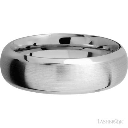 7 mm wide Domed Bevel 14K White Gold band.