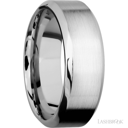 8 mm wide High Bevel 14K White Gold band.
