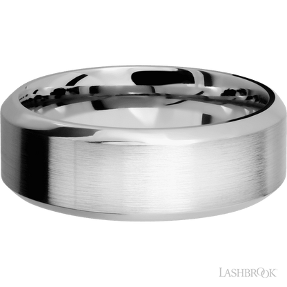 8 mm wide High Bevel 14K White Gold band.