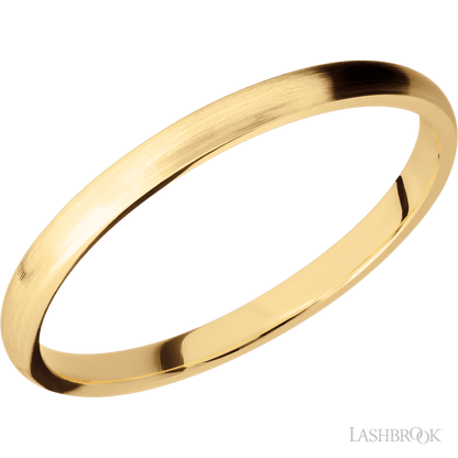 2 mm wide Domed 14K Yellow Gold band.