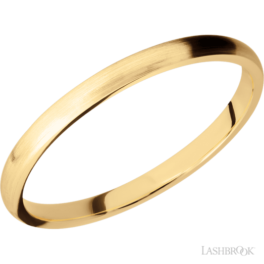 2 mm wide Domed 14K Yellow Gold band.