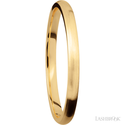 2 mm wide Domed 14K Yellow Gold band.