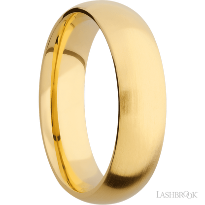 6 mm wide Domed 14K Yellow Gold band.