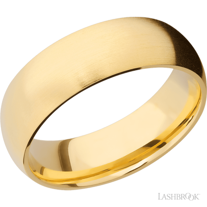 7 mm wide Domed 14K Yellow Gold band.