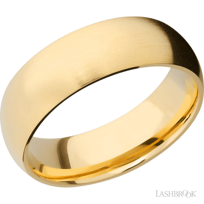 7 mm wide Domed 14K Yellow Gold band.