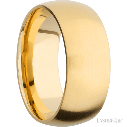 9 mm wide Domed 14K Yellow Gold band.