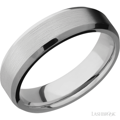 6 mm wide Beveled Titanium band.