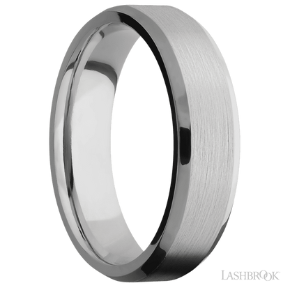 6 mm wide Beveled Titanium band.