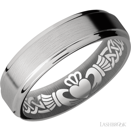 Lashbrook 6mm Flat Grooved Edges Titanium Wedding Band