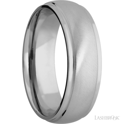 7 mm wide Domed Stepped Down Edges Titanium band.