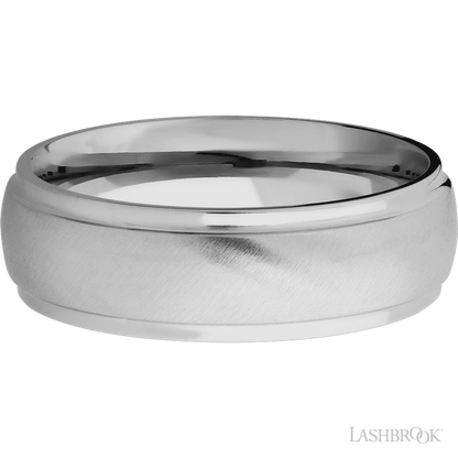 7 mm wide Domed Stepped Down Edges Titanium band.