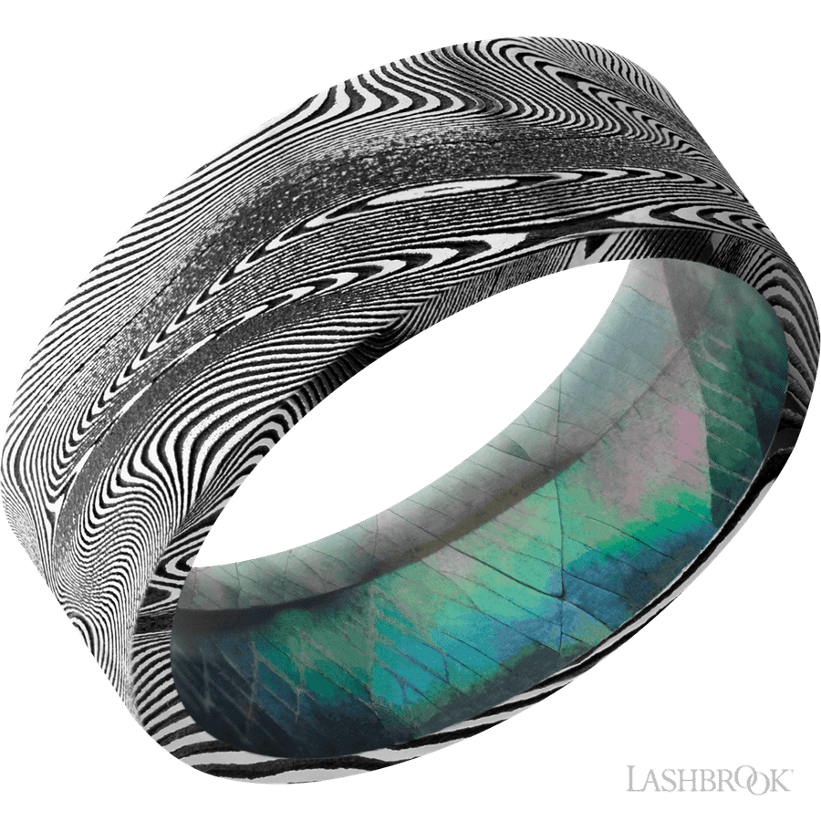 8 mm wide Flat Tightweave band featuring a Black Mother of Pearl sleeve.