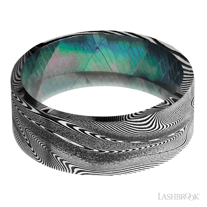 8 mm wide Flat Tightweave band featuring a Black Mother of Pearl sleeve.