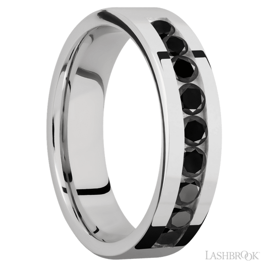 Lashbrook 6mm Flat Cobalt Chrome Wedding Band — Black Diamond
