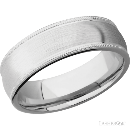 7 mm wide Domed Milgrain Edges Cobalt Chrome band.