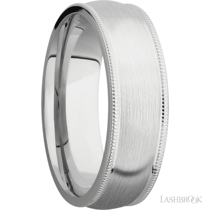 7 mm wide Domed Milgrain Edges Cobalt Chrome band.