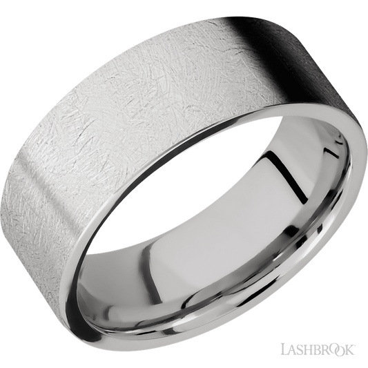 Lashbrook 8mm Flat Cobalt Chrome Wedding Band — Distressed Finish