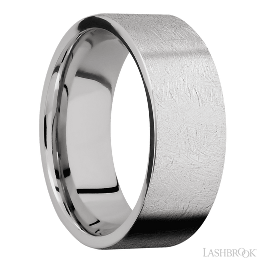Lashbrook 8mm Flat Cobalt Chrome Wedding Band — Distressed Finish
