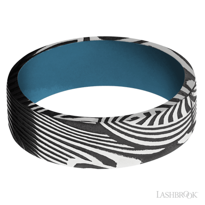 7 mm wide Flat Sunset band featuring a Royal Blue sleeve.