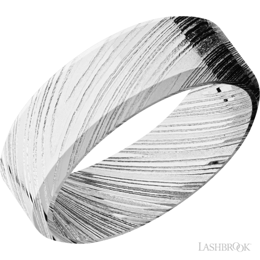Lashbrook 8mm High Bevel Woodgrain Wedding Band