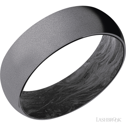 7 mm wide Domed Tantalum band featuring a Forged Carbon Fiber sleeve.