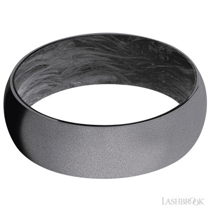 7 mm wide Domed Tantalum band featuring a Forged Carbon Fiber sleeve.