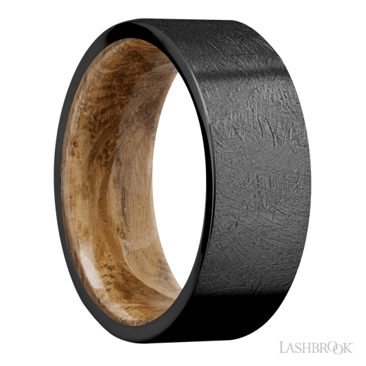 Lashbrook 8mm Flat Zirconium Wedding Band — Whiskey Barrel Sleeve