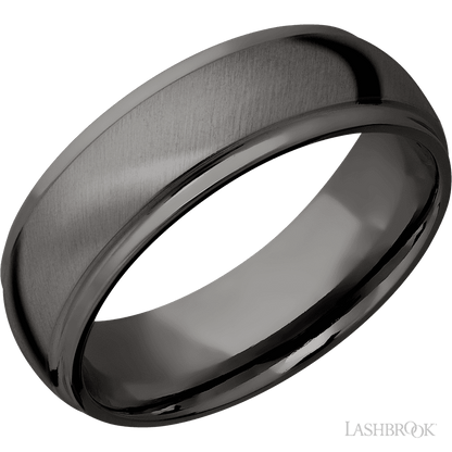 7 mm wide Domed Stepped Down Edges Tantalum Noir band.
