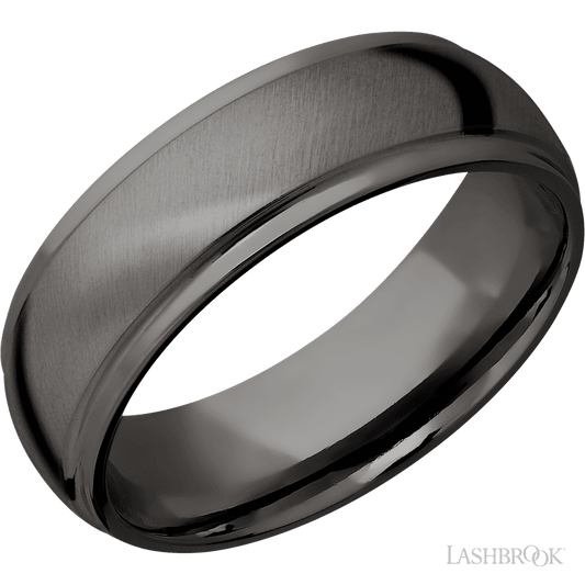 Lashbrook 7mm Domed Stepped Down Edges Tantalum Noir Wedding Band