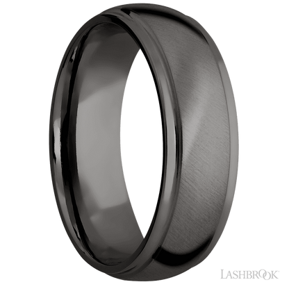 7 mm wide Domed Stepped Down Edges Tantalum Noir band.