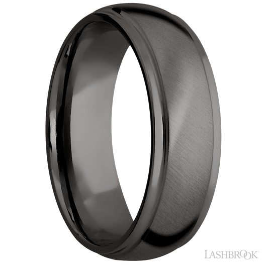 Lashbrook 7mm Domed Stepped Down Edges Tantalum Noir Wedding Band