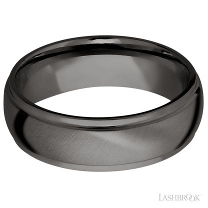 7 mm wide Domed Stepped Down Edges Tantalum Noir band.